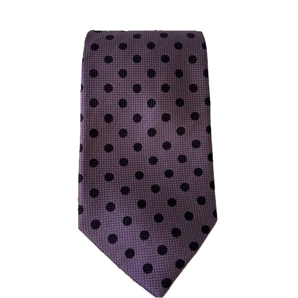 Emilio Ponti Tie Purple On Purple Polka Dot Silk Necktie Woven Selftipped
